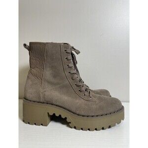 Vince Camuto VP Mabrela Women's Taupe Suede Combat Boots Size 10M Chunky Sole